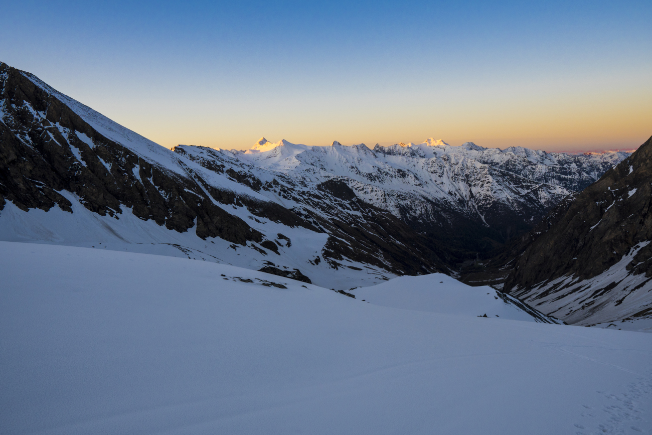 Skitour Großglockner Aufstieg Blick nach Süden