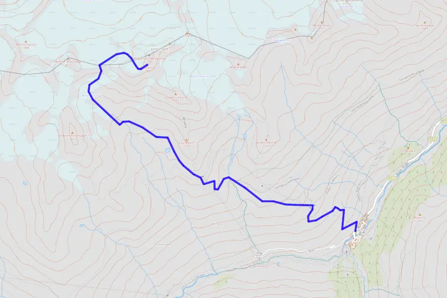 Karte zur Wanderung auf die Wildspitze