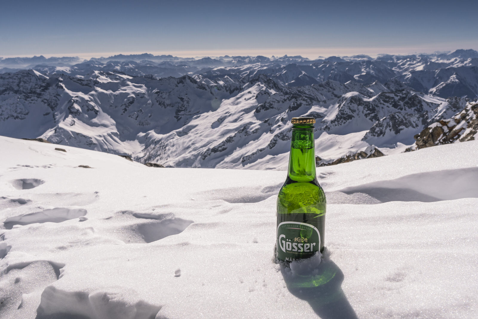 Gösser Bier auf der Hochalmspitze