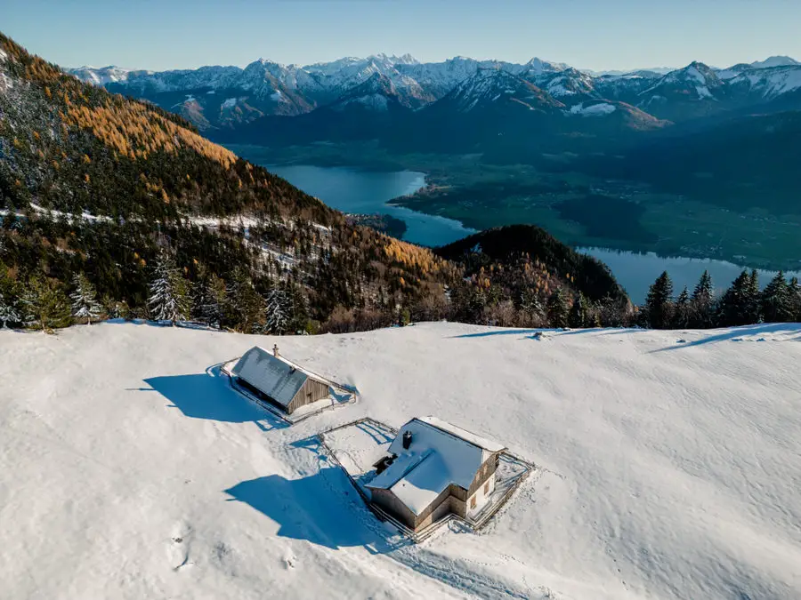 die Schafbergalm mit schönen Panorama auf den Wolfgangsee